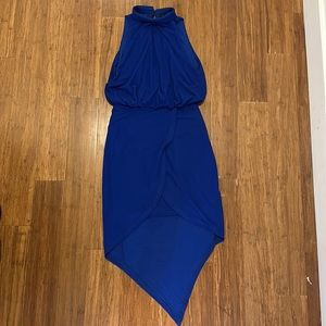 Royal blue midi high neck dress - small